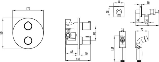 Гигиенический душ Lemark Yeti LM7819C со смесителем, с внутренней частью