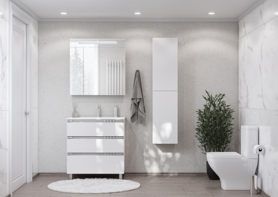 Тумба с раковиной Roca The Gap 80, 3 ящика, белый глянец