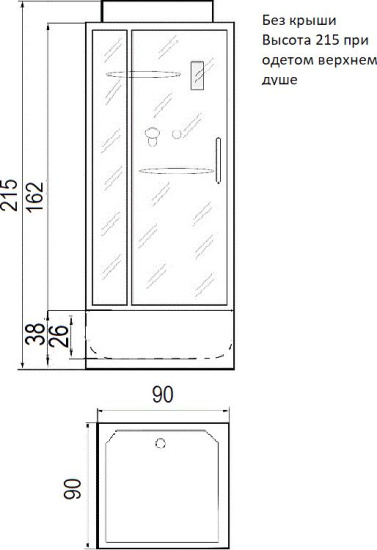 Душевая кабина River Tana 90/38 Б/К 90x90x38