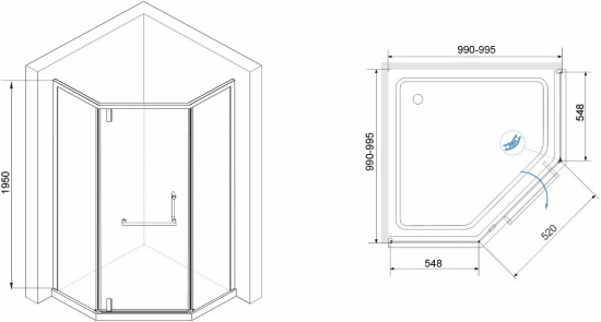 Душевой уголок RGW Hotel HO-084G 100х100 стекло матовое
