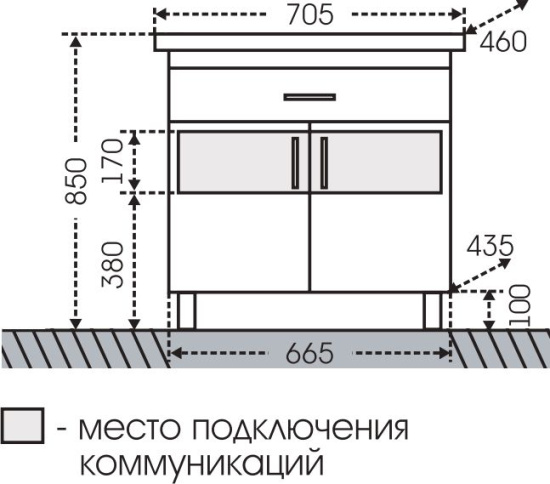 Тумба с раковиной СанТа Дублин 70 с 1 ящиком