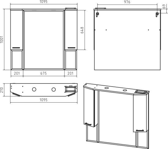 Зеркало Misty Терра 110 серое