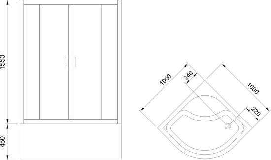 Душевой уголок Royal Bath RB 100BK-C-CH с поддоном