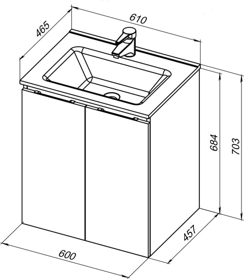 Тумба с раковиной Aquanet Алвита new 60 подвесная, дуб веллингтон белый, с дверками