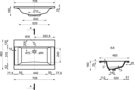 Мебель для ванной Misty Терра 70 серая