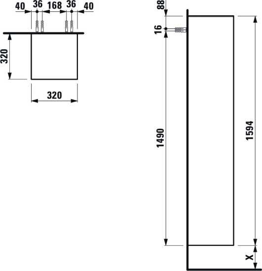 Пенал Laufen Sonar 4.0549.1.034.170.1 L, белый матовый