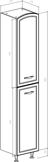 Пенал Bellezza Амелия 35 R, с бельевой корзиной, белый