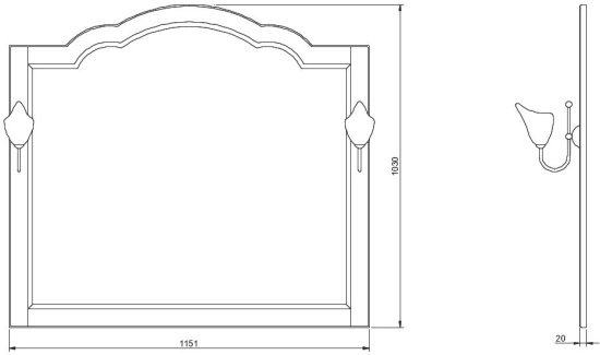 Зеркало ValenHouse Астер 120 патина золото