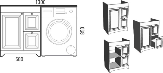 Тумба с раковиной Corozo Леон 130 под стиральную машину