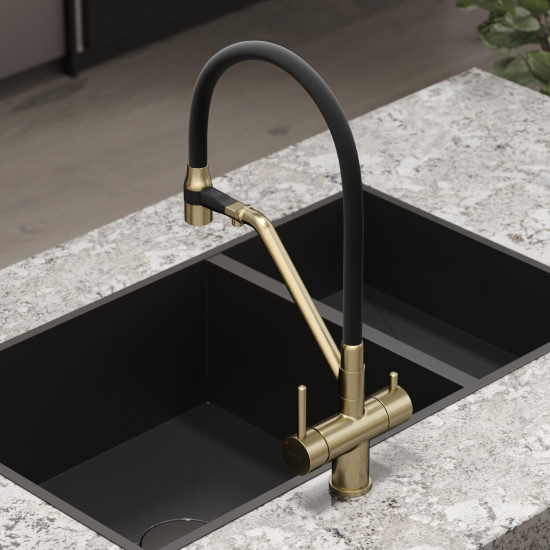 Смеситель для кухни Sancos Dora SC4003BG, брашированное золото