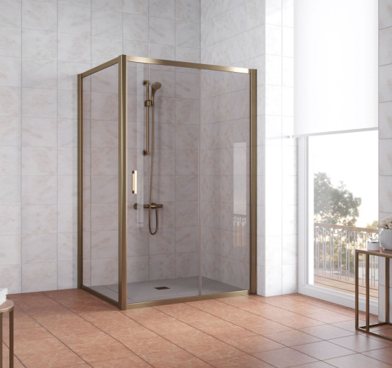 Душевой уголок Vegas Glass ZP+ZPV 140*80 05 05 профиль бронза, стекло бронза