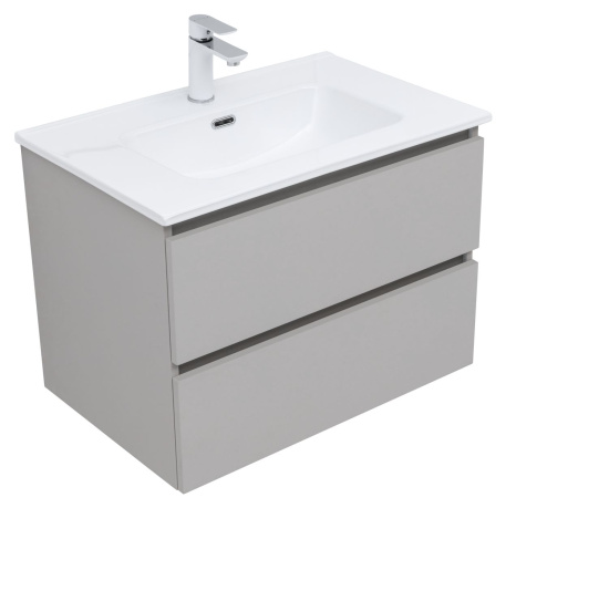 Тумба с раковиной Aquanet Вега 2.0 70 2 ящика, бежевая, раковина Flat