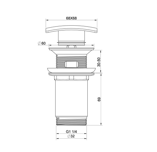 Донный клапан для раковины Wonzon & Woghand WW-88SS08-MB с переливом