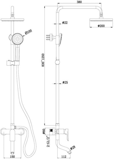 Душевая стойка Bravat Emeralda F6337371CP-A-RUS