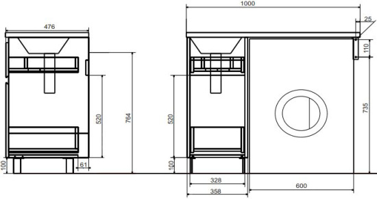 Тумба с раковиной Эстет Dallas Luxe 100 напольная, 2 ящика