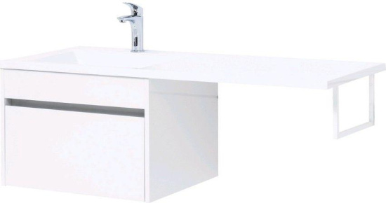Тумба с раковиной Aquanet Токио 120 L белая подвесная, 1 ящик