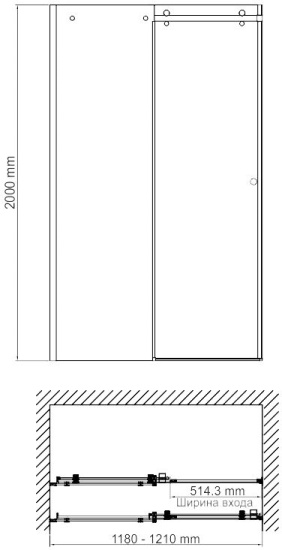 Душевая дверь в нишу Wasserkraft Vils 56R05