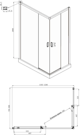 Душевой уголок Ambassador Queen 11011106L 120x80 см