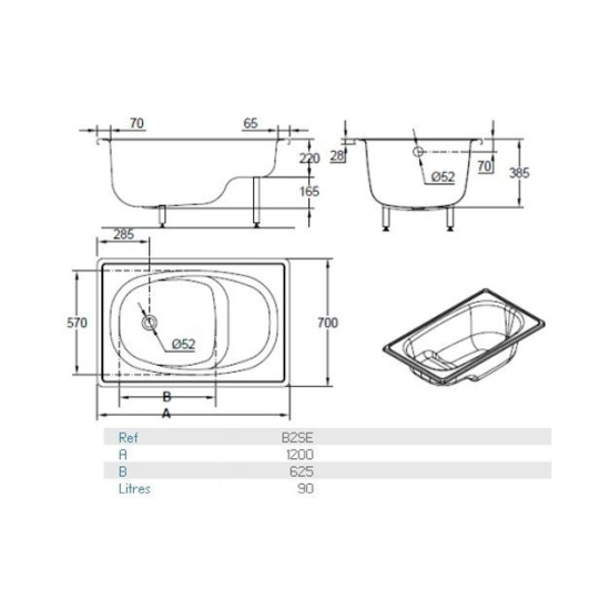 Стальная ванна BLB Europa Mini B2SE 120x70 см