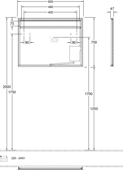 Зеркало Villeroy & Boch More to See 14 A4326000 60 см, с подсветкой, bluetooth