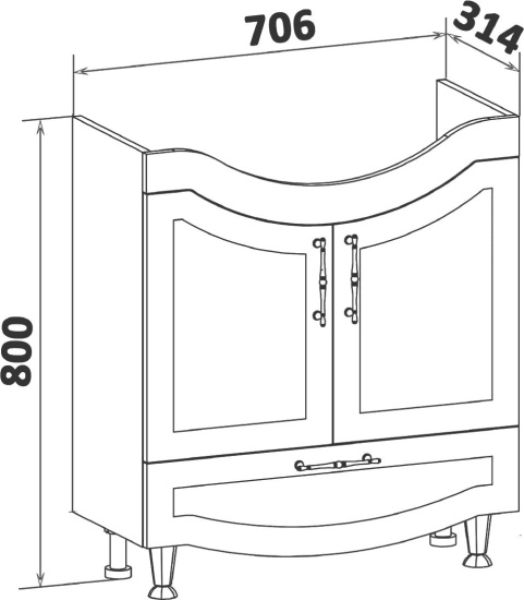 Мебель для ванной Runo Неаполь 75, напольная