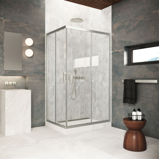 Душевой уголок Vegas Glass ZA-F Protec 85*70 04 crystalvision, профиль никель, стекло crystalvision