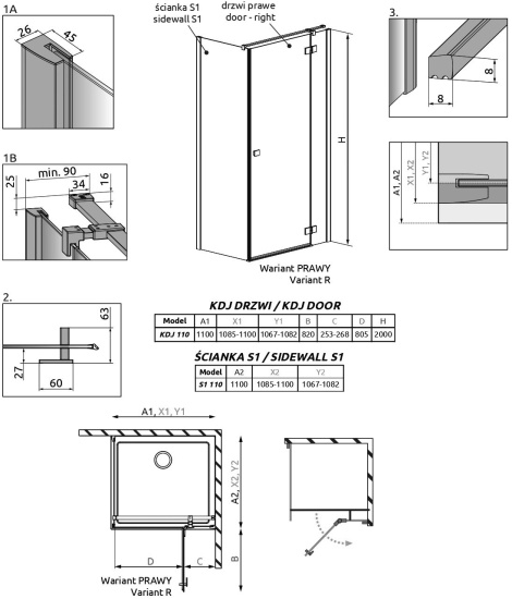 Душевой уголок Radaway Essenza New Black KDJ 110х110 R