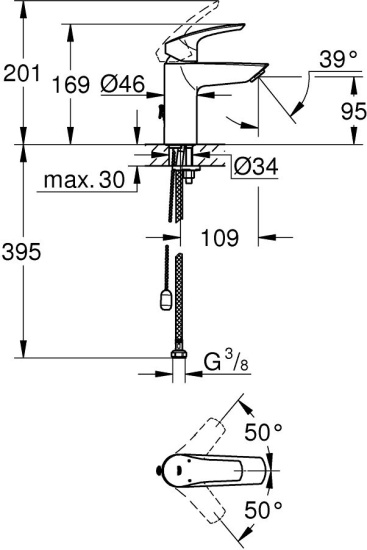 Смеситель для раковины Grohe Eurosmart 33188003