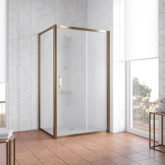 Душевой уголок Vegas Glass ZP+ZPV 110*70 05 10 профиль бронза, стекло сатин