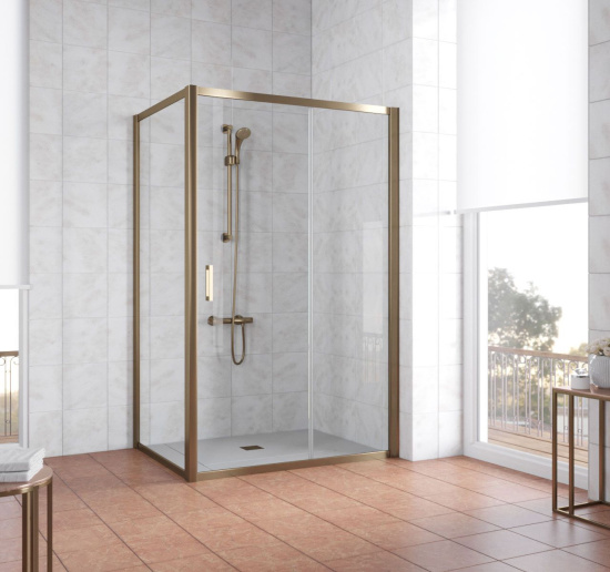 Душевой уголок Vegas Glass ZP+ZPV 140*70 05 01 профиль бронза, стекло прозрачное