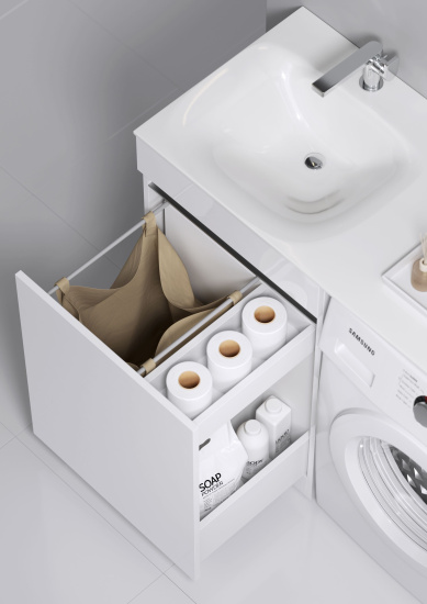 Тумба с раковиной Aqwella Forma с бельевой корзиной слева