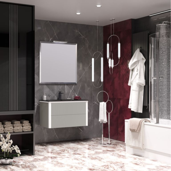 Тумба с раковиной Opadiris Рубинно 90 Лофт серая, подвесная