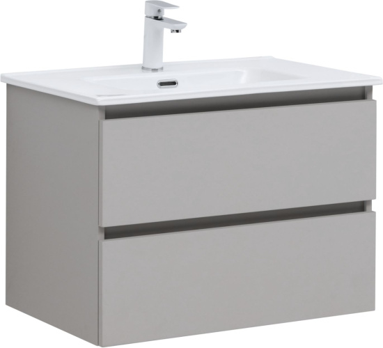 Тумба с раковиной Aquanet Вега 2.0 70 2 ящика, бежевая, раковина Flat