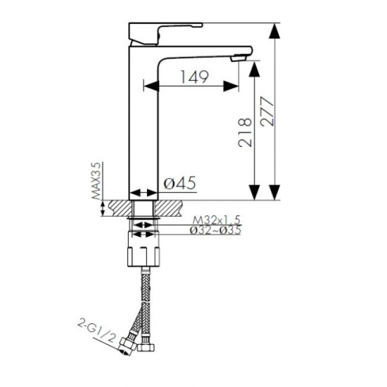 Смеситель для раковины Kaiser Elite 01111 высокий