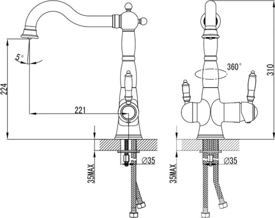 Смеситель для кухни Lemark Villa LM4858B бронза