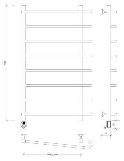 Полотенцесушитель электрический Secado Венеция 2 100/40/50 L, хром