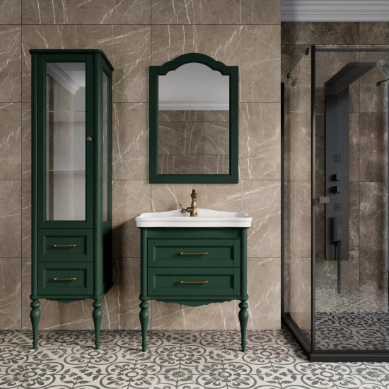 Пенал ValenHouse Эстетика 60 L зеленый витрина, фурнитура бронза