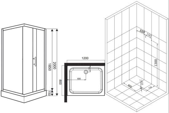 Душевой уголок Esbano ESD-8021 120x80,с поддоном