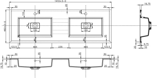 Тумба с раковиной Cezares Bellagio 140 bianco opaco