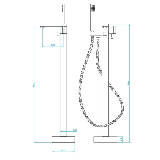 Напольный смеситель для ванны RGW Shower Panels SP-350B
