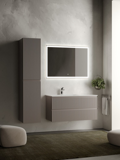 Тумба с раковиной Sancos Snob R 100 Doha Soft левая SNR100LSM, подвесная