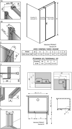 Душевой уголок Radaway Nes KDS I 100x90 R