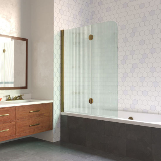 Шторка на ванну Vegas Glass E2V LUX 120 05 Moru L, профиль бронза, стекло Moru