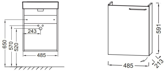 Мебель для ванной Jacob Delafon Odeon Rive Gauche 50 L белая, ручка черная