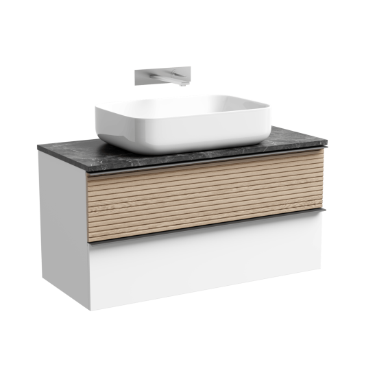 Тумба с раковиной Sancos Delta 100 дуб светлый/белый, DL100W