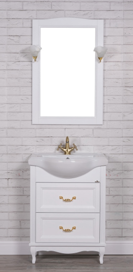 Мебель для ванной ValenHouse Эллина 65 белая, 2 ящика, ручки золото