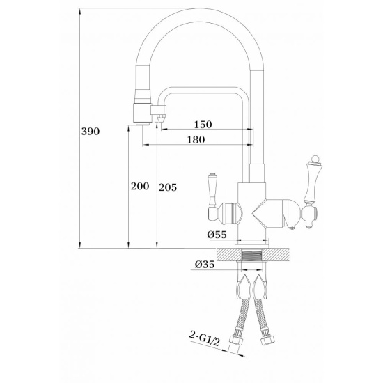 Смеситель для кухни Ganzer Silestis GZ77025F с подключением к фильтру