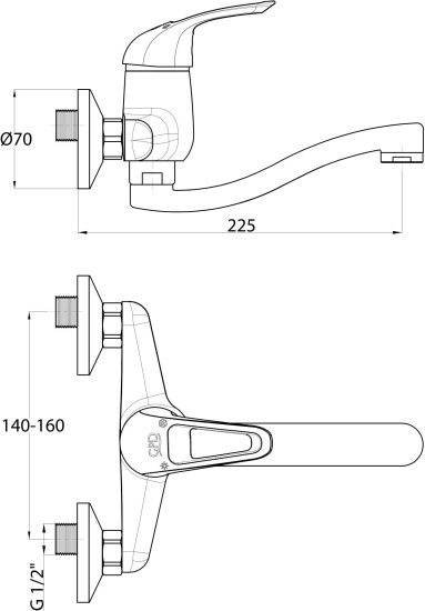 Смеситель для раковины GPD Adrio MAL120