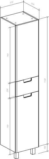 Пенал Bellezza Пегас 35 R, с бельевой корзиной, белый