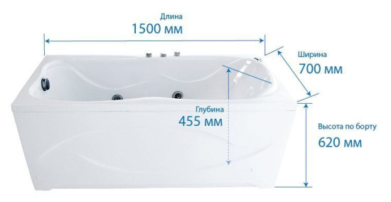 Акриловая ванна Triton Эмма 150х70 см